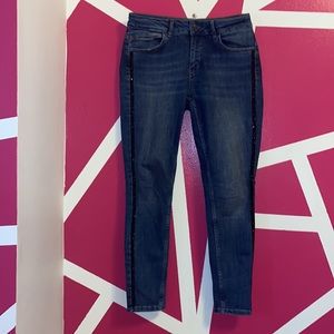 Zara Blue stripe rhinestone skinny